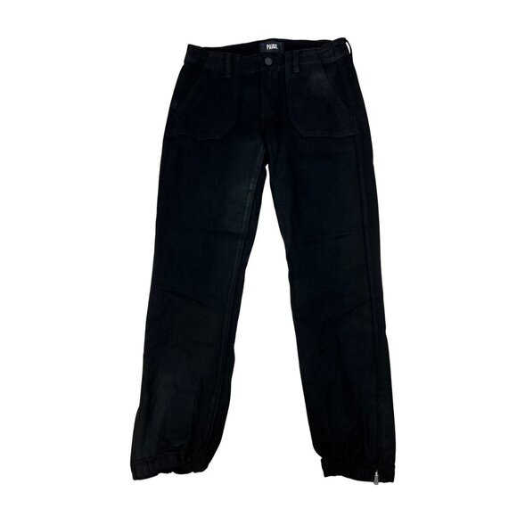 Paige Womens Maysie Jogger Jeans Zip Ankle Black Size 27 Waist - Picture 1 of 8